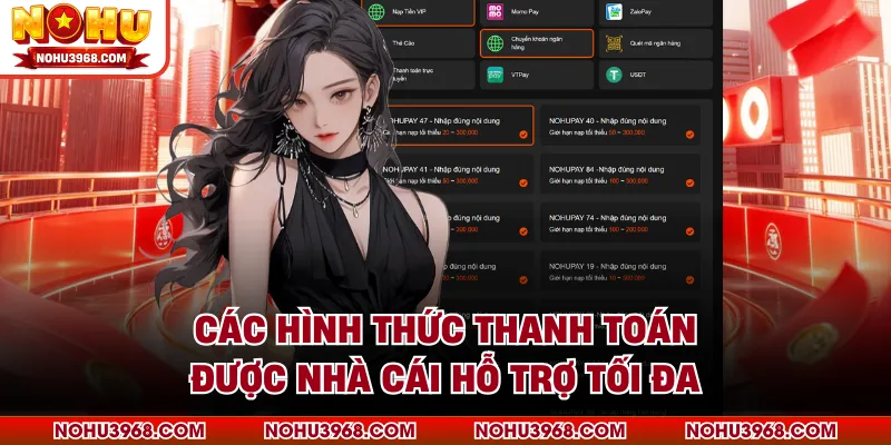 Các hình thức thanh toán được nhà cái hỗ trợ tối đa